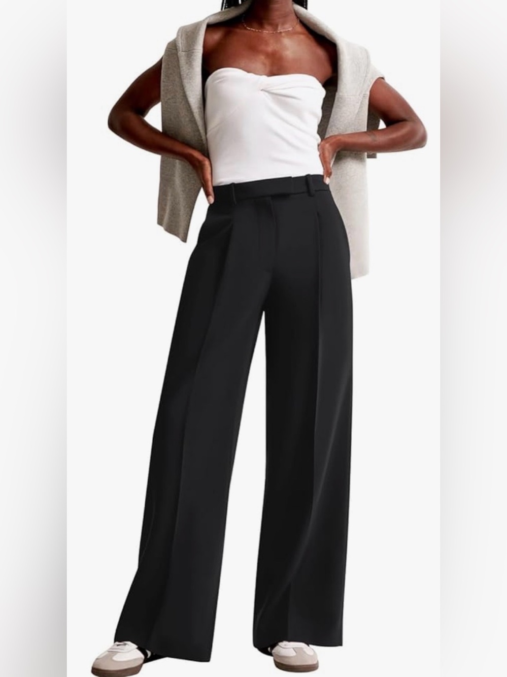 Wide-Leg Black Dress Pants for Women